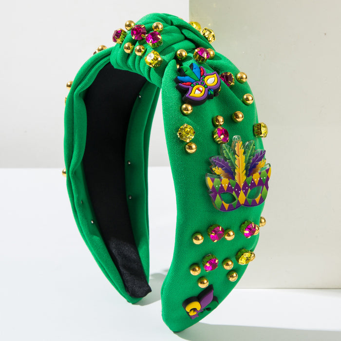 Wholesale Mardi Gras beaded and rhinestone-embellished festival headband