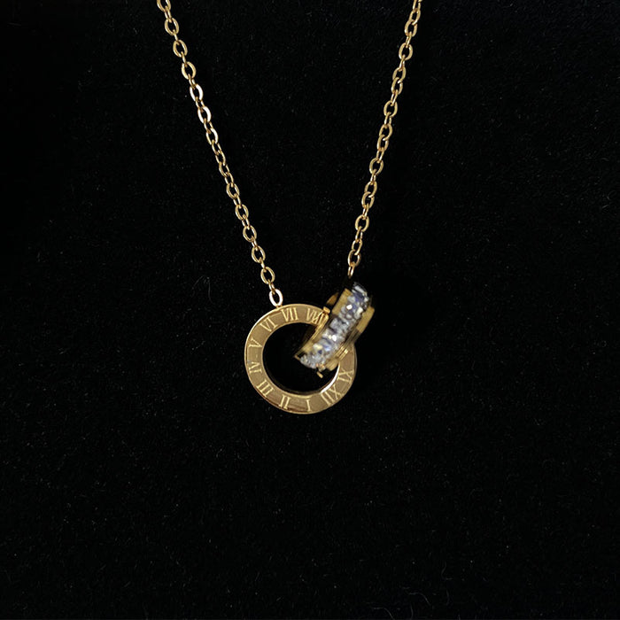 Wholesale Numeral Double Ring Necklace Pendant Accessible Luxury Clavicle Chain