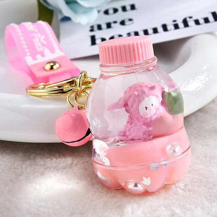 Wholesale Quicksand Bottle Cartoon Kitten Keychain