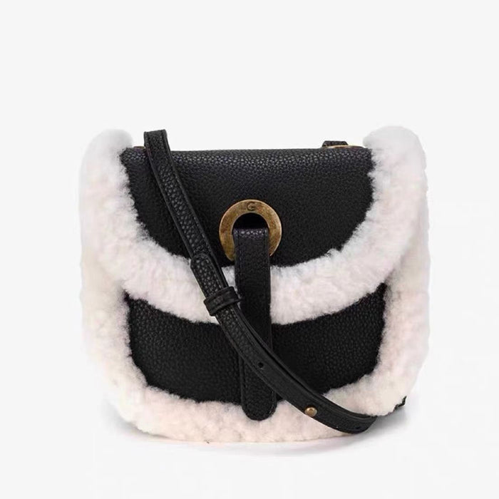 Wholesale women's bag autumn and winter suede saddle bag fur bag lamb wool shoulder slung casual plush bag