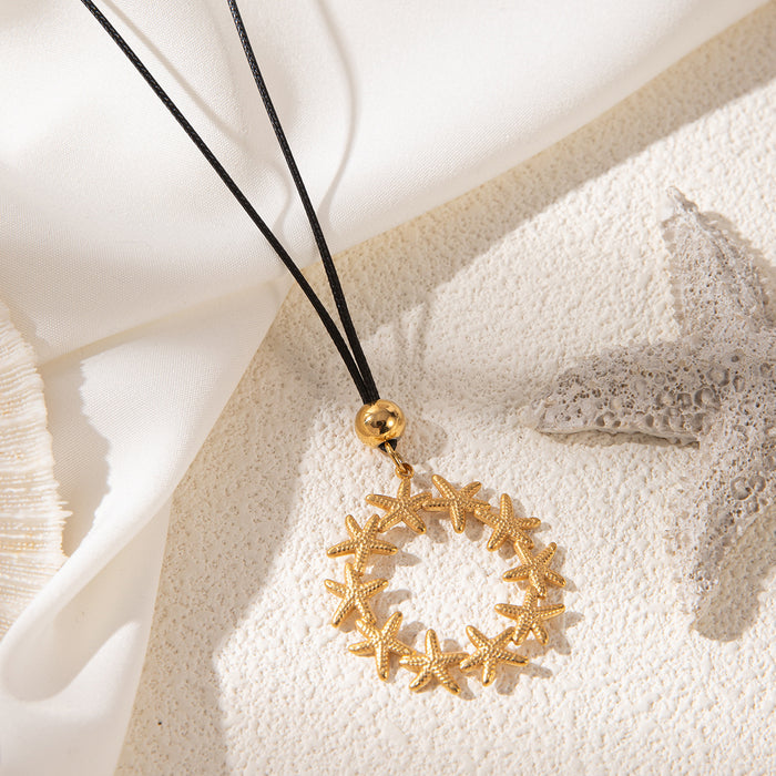 Wholesale Stainless steel beach necklace women's shell pendant starfish fashion collarbone chain heart-shaped butterfly