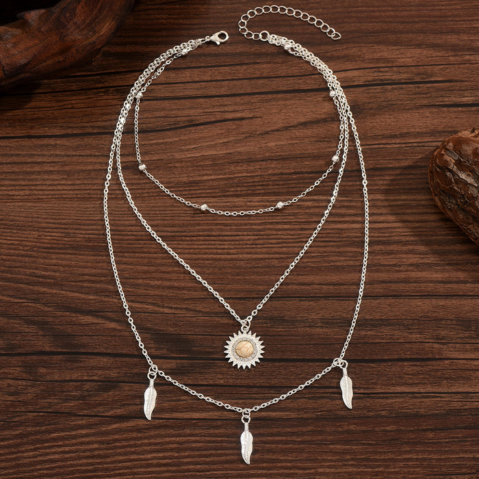 Wholesale Creative retro necklace alloy pendant multi-layer necklace