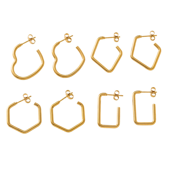 Wholesale Fashionable geometric stainless steel earrings, simple and fashionable hexagonal titanium steel earrings