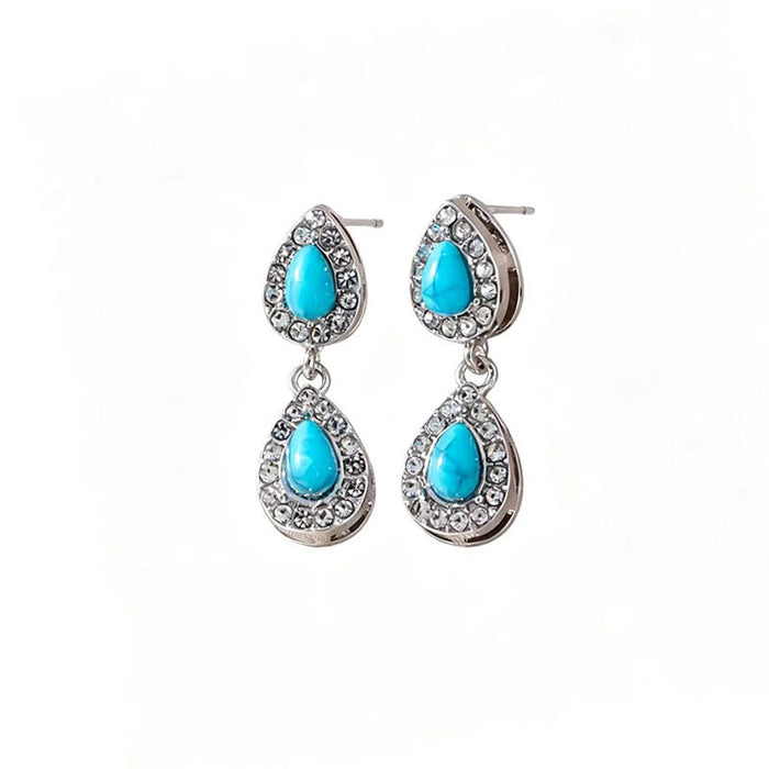 Wholesale Retro Ethnic Style Teardrop Turquoise Earrings