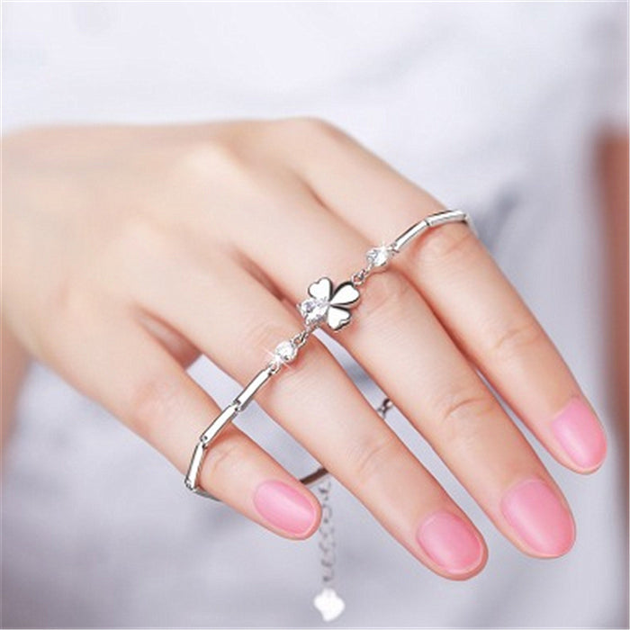 Wholesale New Diamond Set Clover Bracelet Silver Jewelry Simple Fashion Bracelet