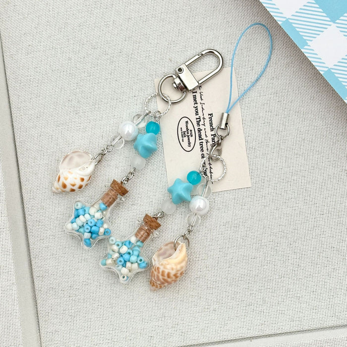 Wholesale drift bottle key chain beaded ins wind mobile phone chain pendant bag pendant