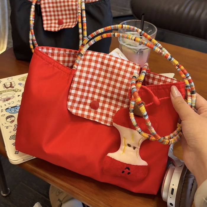 Wholesale Denim Portable Small Storage Bag Underarm Bag Black Plaid Shoulder Bag