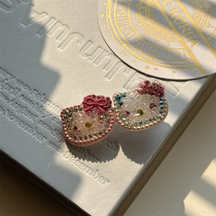Wholesale Full Diamond Cat Cute Hair Clips for Girl