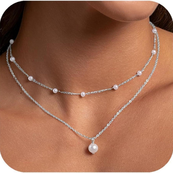 Wholesale Bow, pearl necklace, tassel pendant, exquisite collarbone chain, fashionable personality, simple necklace