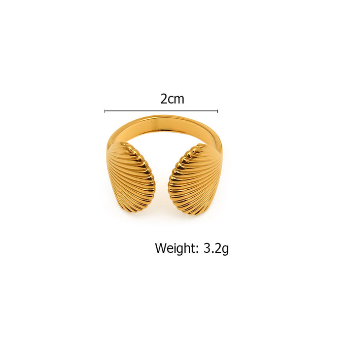 Wholesale Fashion stainless steel scallop simple collar bracelet shell titanium steel open ring set
