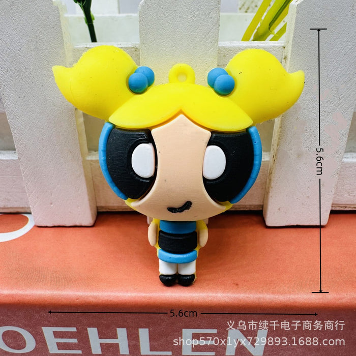 Wholesale 10pcs Cartoon keychain blind box car keychain DIY soft rubber