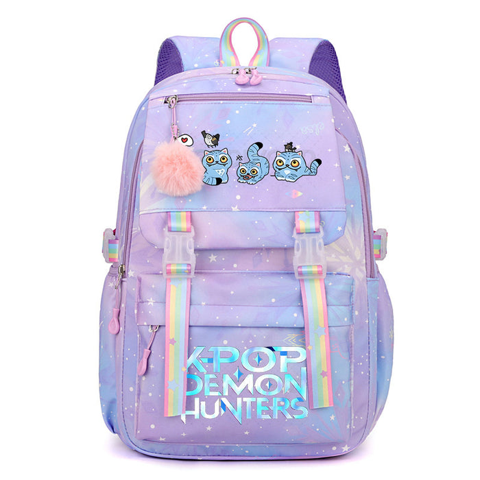 Wholesale Cartoon-themed printed student backpack rainbow double-shoulder bag