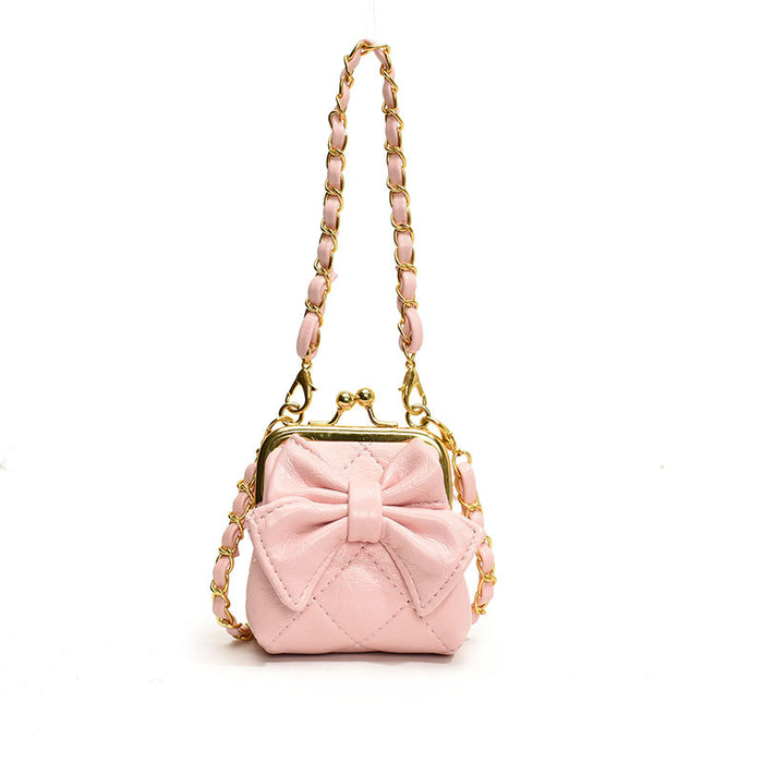 Wholesale Single shoulder bag fashion diamond grid solid color bow crossbody bag new chain