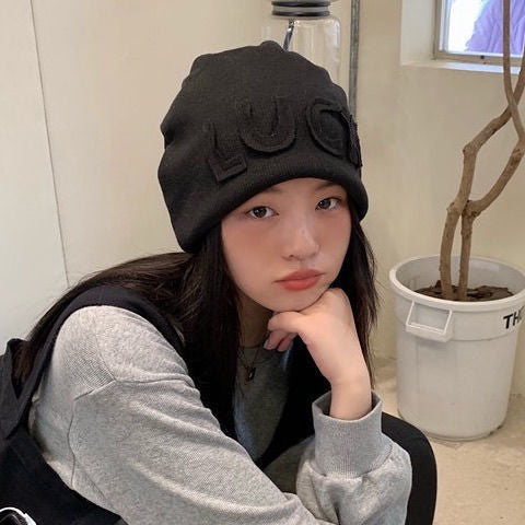 Wholesale New letter cold hat, ear protection, toe cap, pile cap, big head circumference, knitted cap