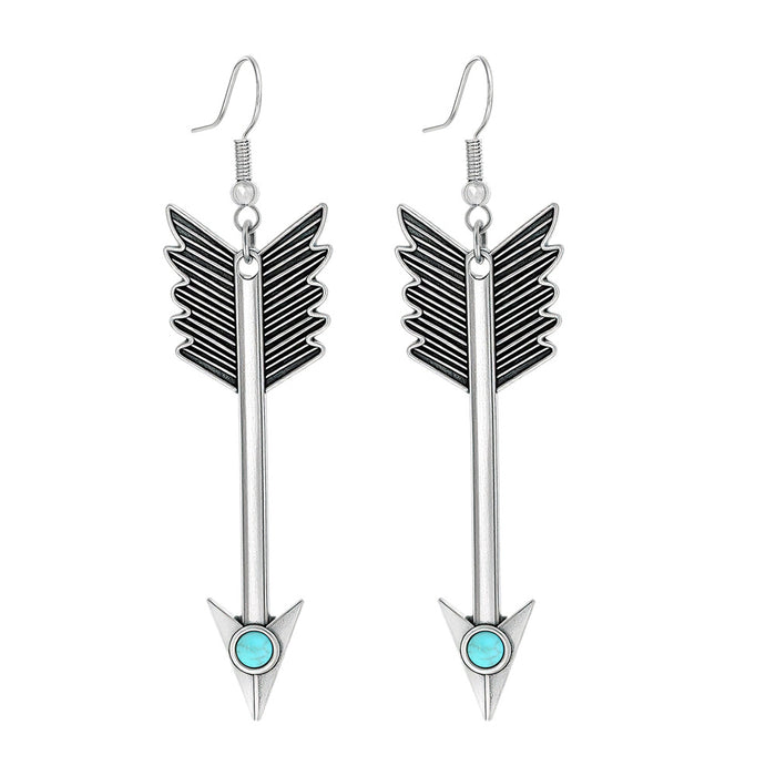 Wholesale Beach Vacation Geometric Alloy Earrings with Turquoise Acrylic Fashion Jewelry MOQ≥2