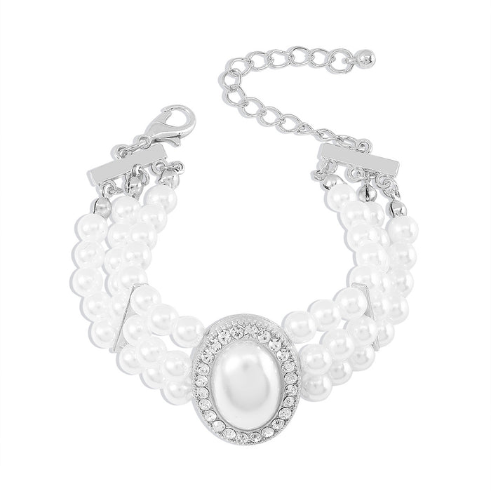Wholesale  Imitation Pearl Rhinestone Resin Beaded Cold Style Bracelet