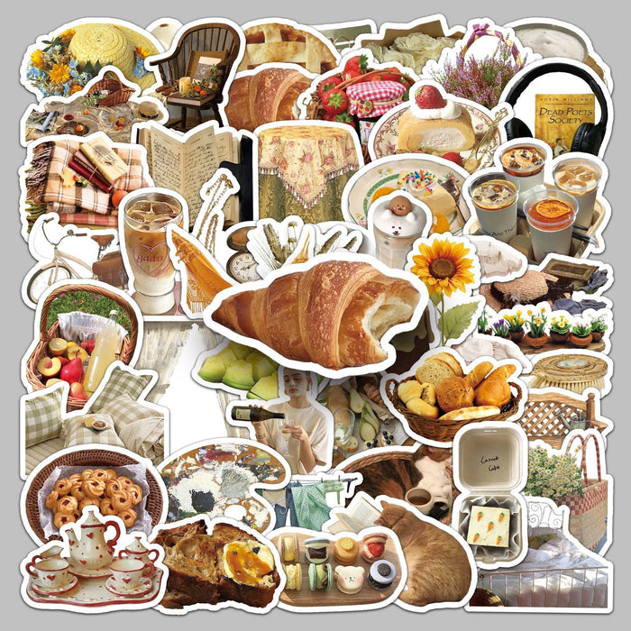 Wholesale 50pcs Cartoon Retro Leisure Afternoon Bread Stickers