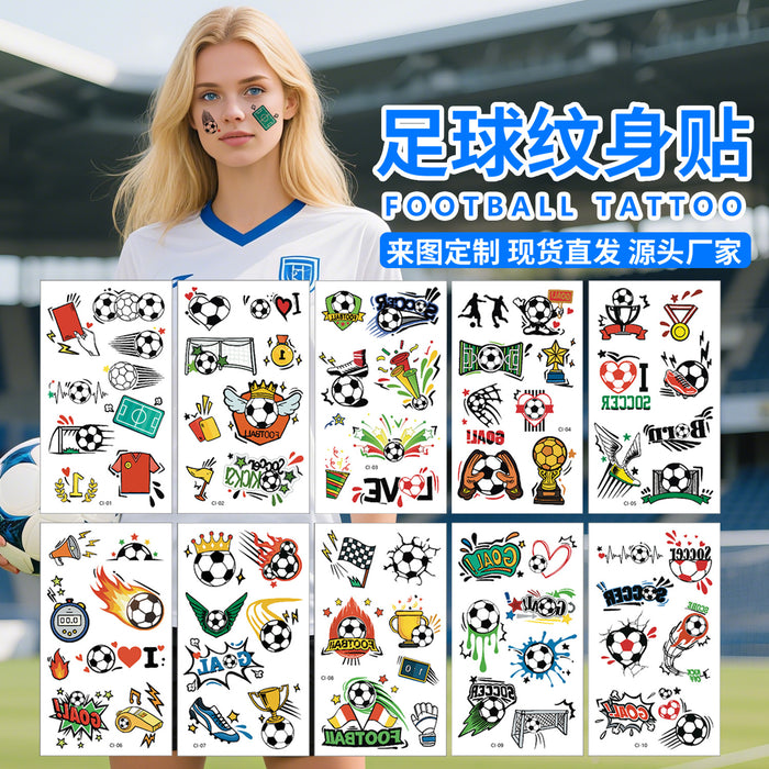 Wholesale 10pcs World Cup Water Transfer Paper Football Tattoo Stickers