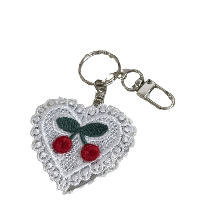 Wholesale Vintage lace heart cherry mirror keychain