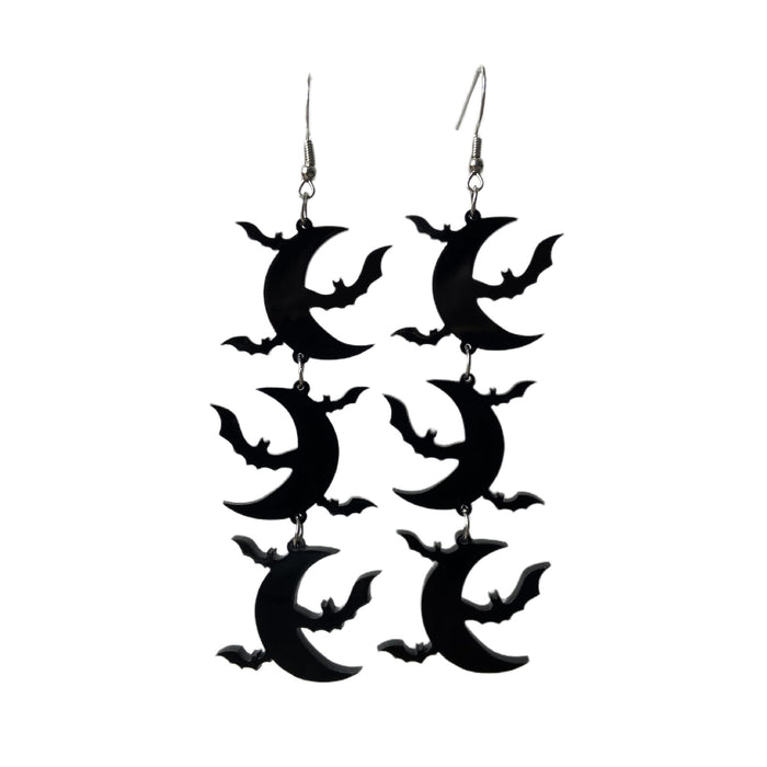 Wholesale Exaggerated Dark  Earrings Bat  Web Ghost Skull Triple Gothic Style Earrings Jewelry