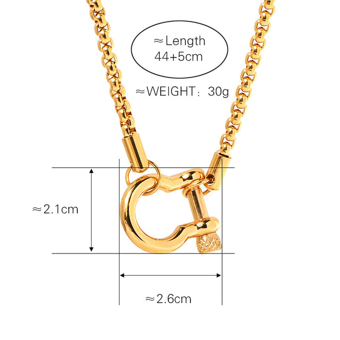 Wholesale  stainless steel box chain female male hypoallergenic mountaineering buckle necklace