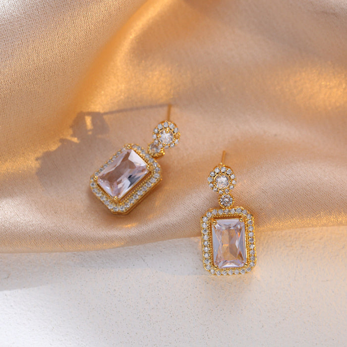 Wholesale Necklace zircon niche earring pendant set titanium steel lock chain