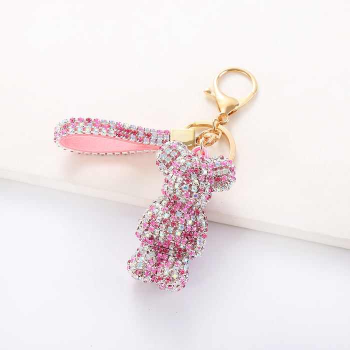 Wholesale Cartoon Rhinestone  Plush Keychain Cute Key Ring
