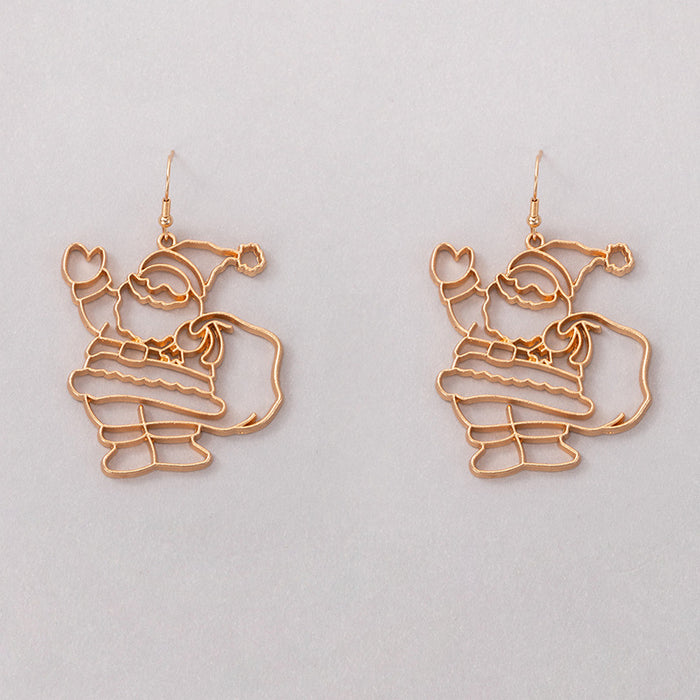 Wholesale Christmas Elk Bell Hollow Earrings Alloy Fashion Jewelry Accessory MOQ≥2