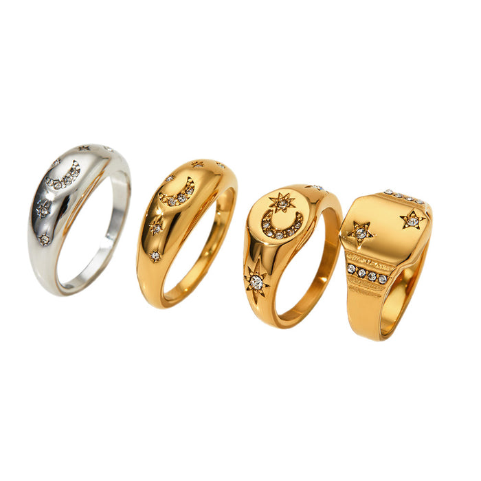 Wholesale Stainless Steel Star and Moon Ring