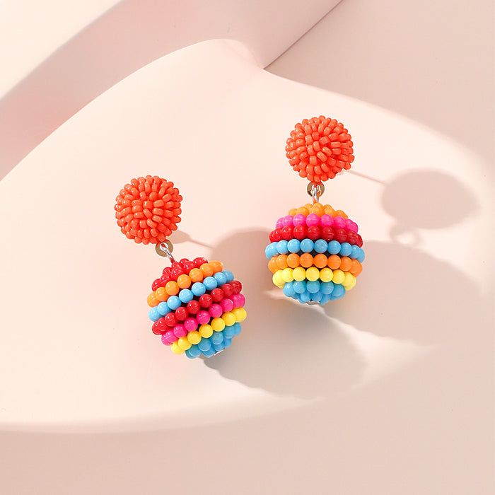 Wholesale Random Color Plum Ball Fashionable Small Fresh Color Earrings JDC-ES-Gute055