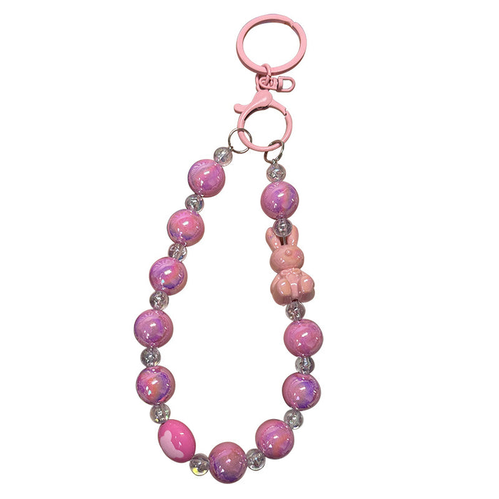 Wholesale Beaded Acrylic Keychain DIY Small Pendant Key Hanging Decoration Car Keychain