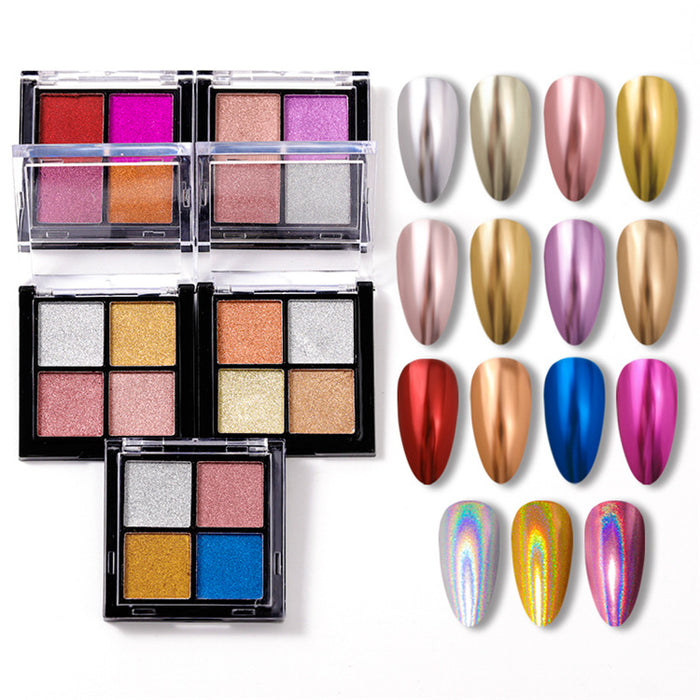 Wholesale Nail art four-color magic mirror powder, laser powder, two-color solid powder