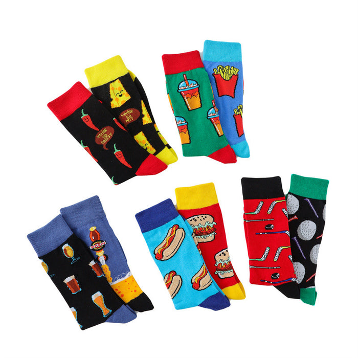 Wholesale Hamburger French Fries Cartoon Cotton Middle Socks JDC-SK-HuiHe047