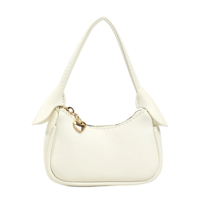 Wholesale Korean Style Solid Color PU Children' s Handbag with Heart Zipper Pull Cute Casual Accessory