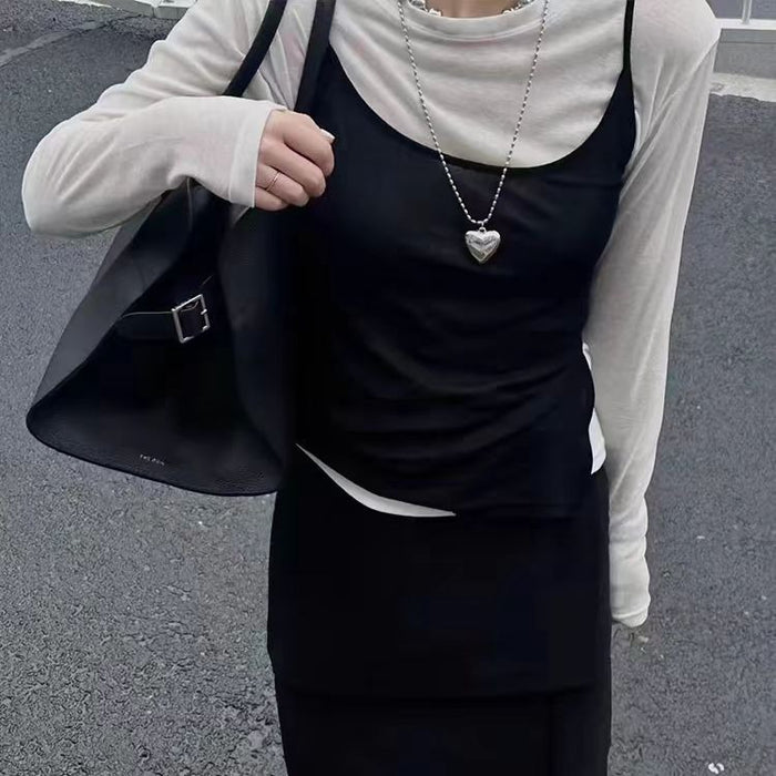 Wholesale Three-dimensional Love Pendant Necklace Women's Simple Heart Collarbone Chain