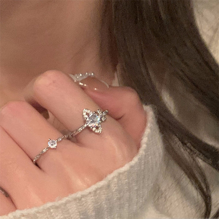 Wholesale Light luxury, niche, exquisite zircon open index finger ring, fashionable and personalized design ring