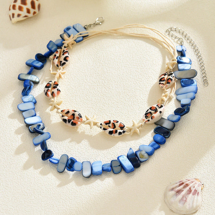 Wholesale New Natural Freshwater Shell Stained Bead Sea Star Shell Necklace Accessories Ocean Jewelry