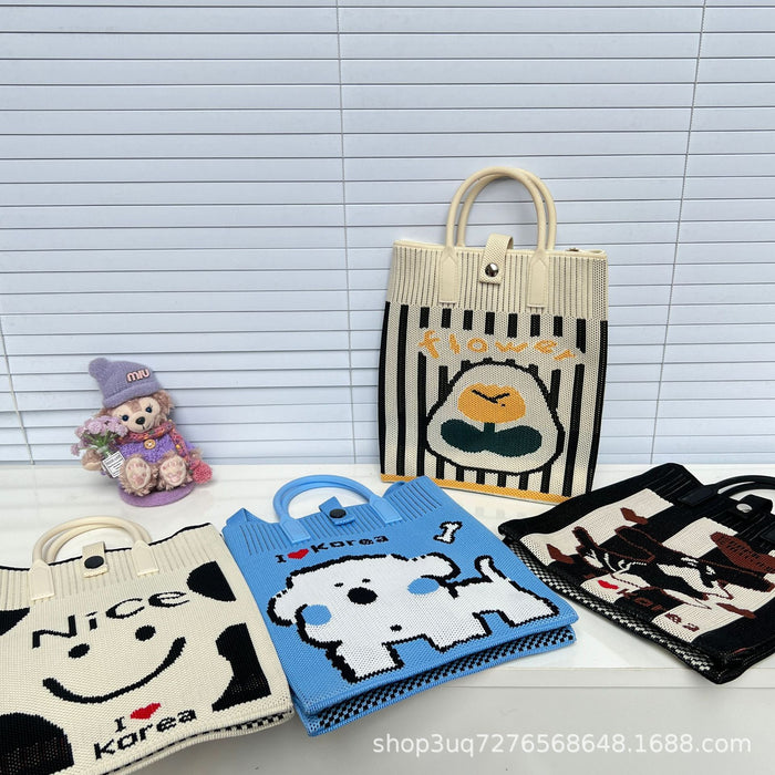 Wholesale Cute cartoon knitted bag,  knitted handbag,  crossbody shoulder bag,  must-have for travel