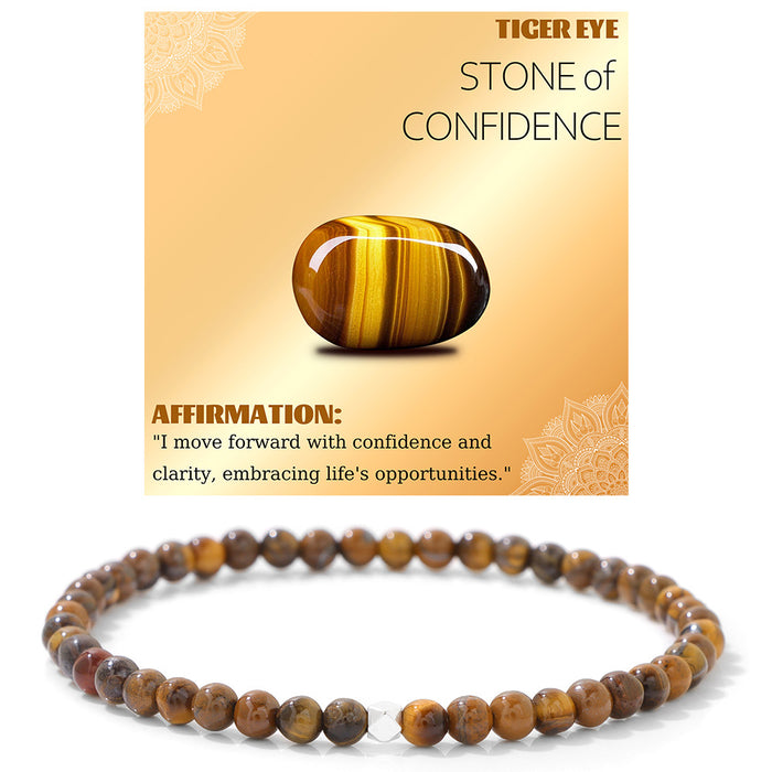 Wholesale 4mm stone bead bracelet with color retaining silver beads tiger' s eye and volcanic stone beads