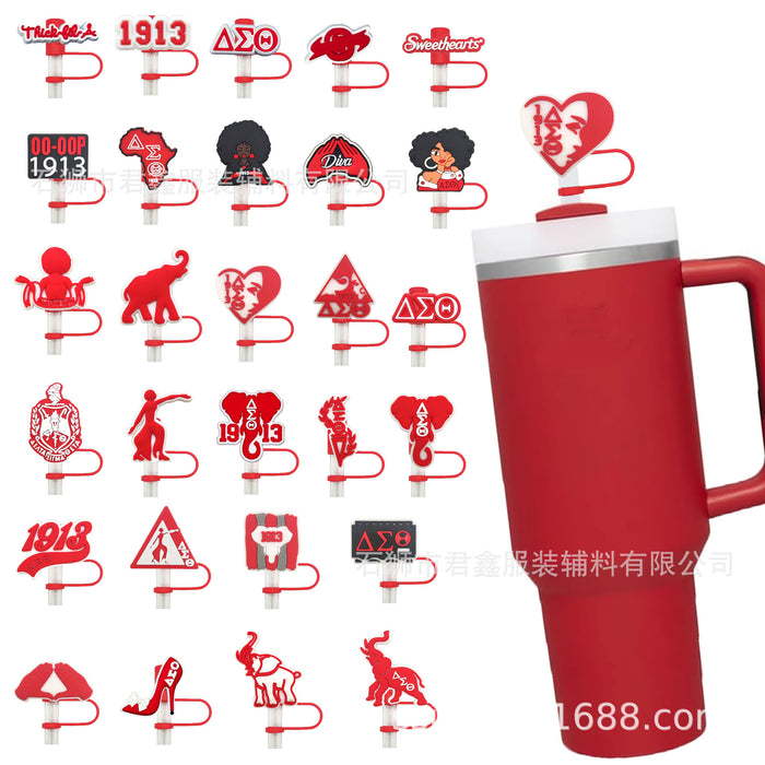 Wholesale 50pcs Red Community Straw Cap  Decorative Dust Plug Straw Cover