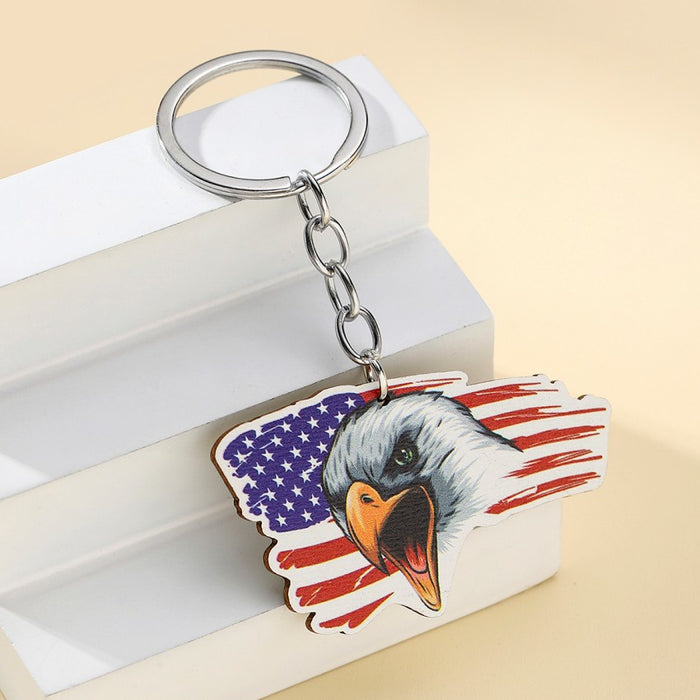 Wholesale American Flag Wooden Eagle Butterfly Keychain JDC-KC-WoD002