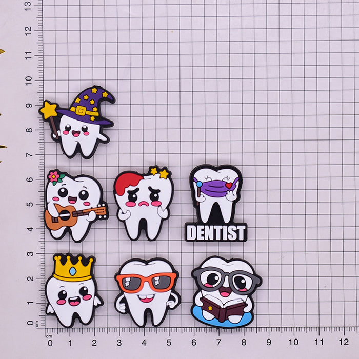 Wholesale  Tooth Beads Pvc Soft Glue Loose Beads DIY Beaded Pen Key Chain Mobile Phone Chain Cartoon Beads