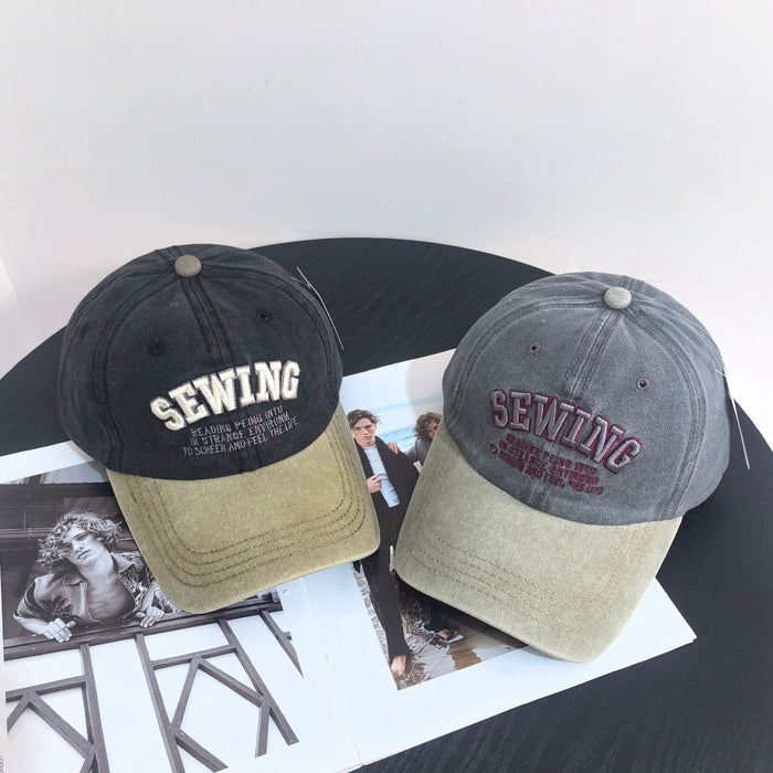 Wholesale Versatile duckbill hat washed with retro embroidery, used sun hat, casual sun protection baseball hat