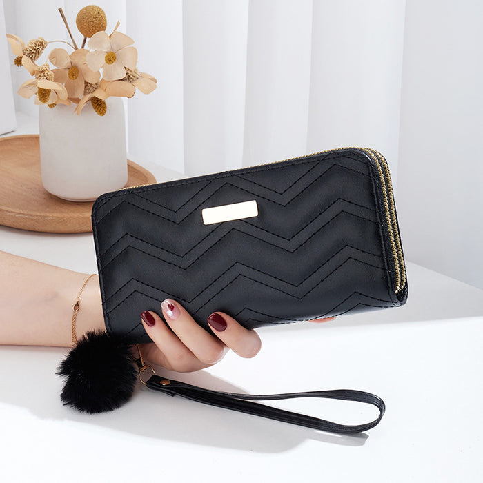 Wholesale Wallet Women's Double Zipper Long Handbag Fashionable Simple Large Capacity Double Layer Wallet Phone Bag JDC-WT-QJR001