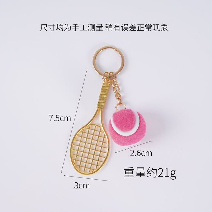 Wholesale Metal Tennis Racket Keychain Pendant Silver Blue Modern Minimalist Fashion Accessory MOQ≥2