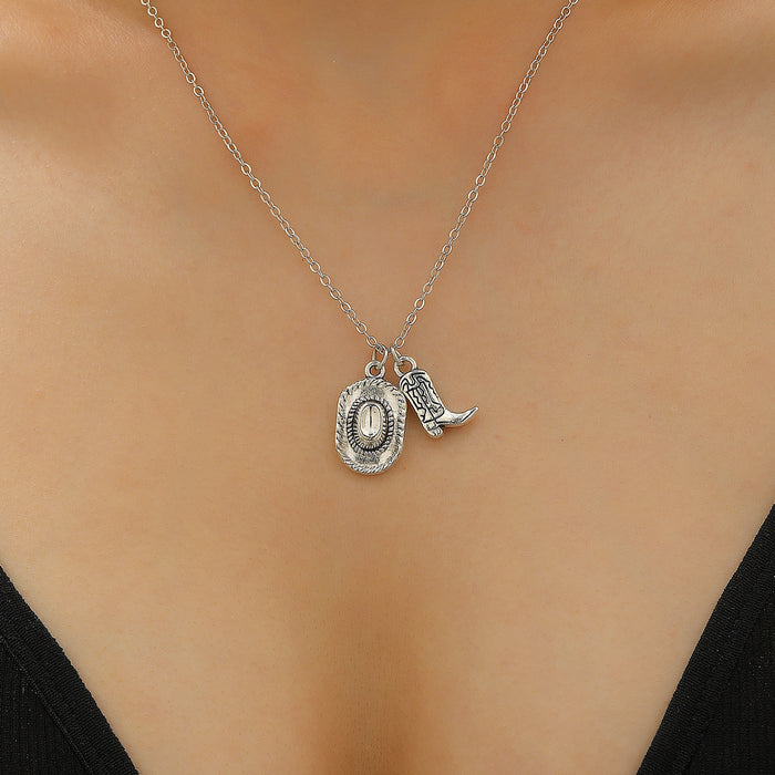 Wholesale Bohemian Ethnic Style Zinc Alloy Jewelry Set Cow Head Design Necklace and Bracelet