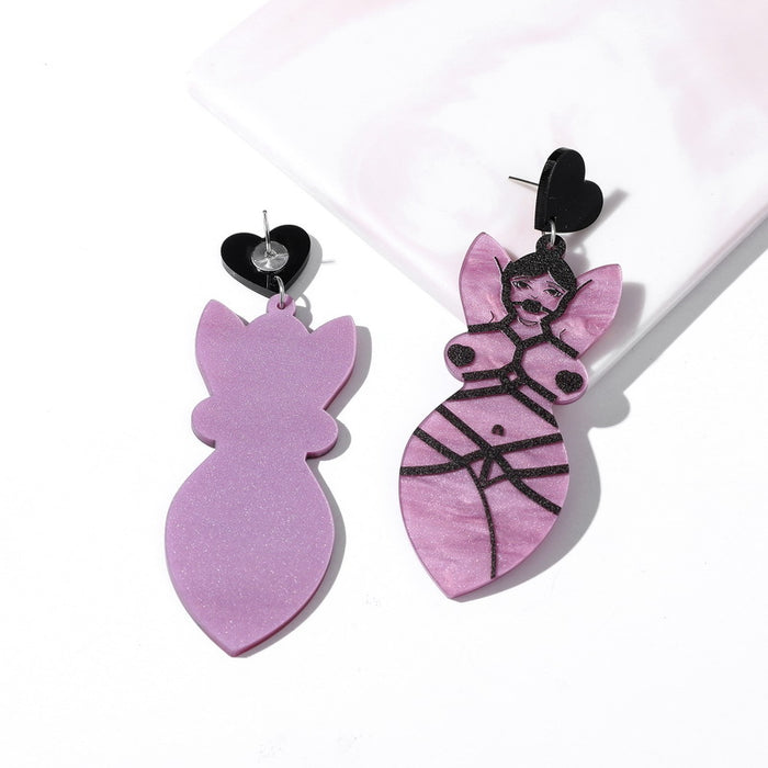 Wholesale Funny and exaggerated pink heart acrylic earrings