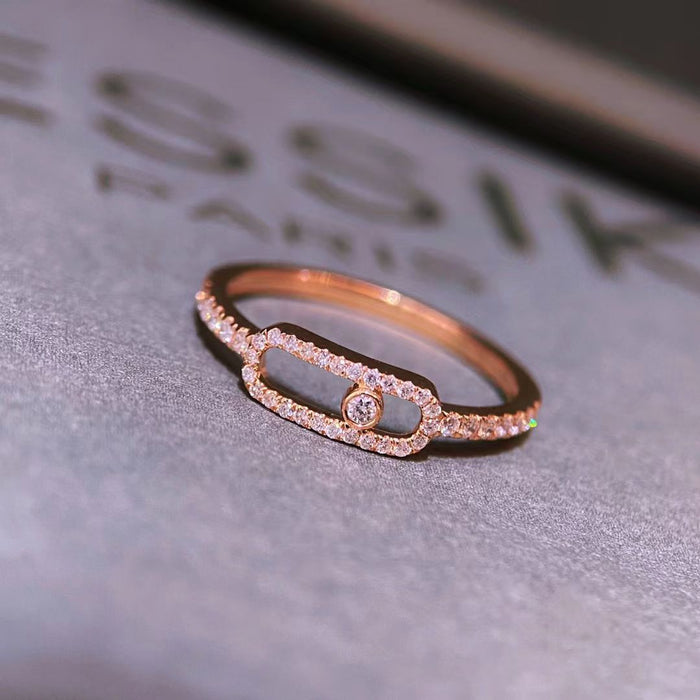 Wholesale Diamond studded single diamond sliding ball ring with versatile temperament and light luxury