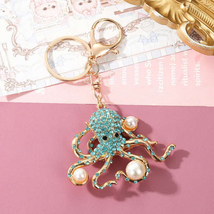 Wholesale Cute Octopus Rhinestone Keychain Fashion Car Key Accessory