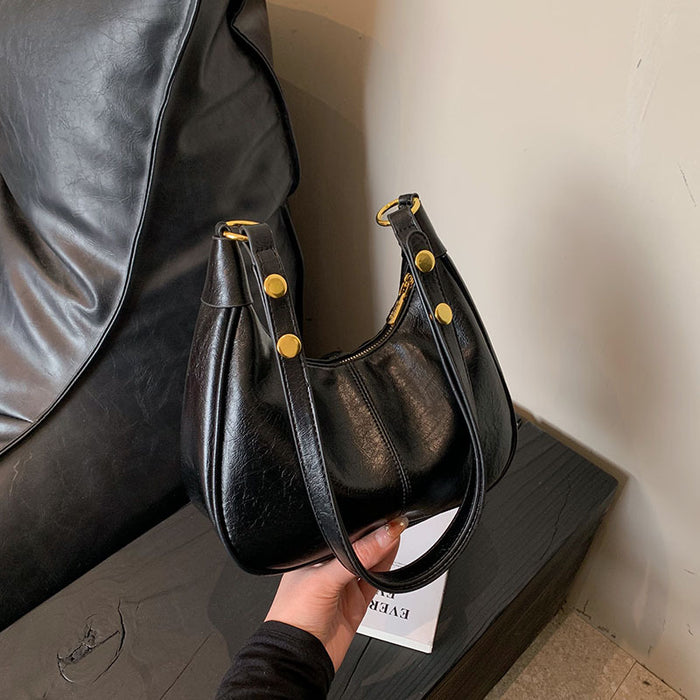 Wholesale Stylish Oil Wax Leather PU Crossbody Bag Urban Simplicity Dumpling Shape Gift